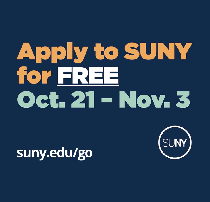 Apply to SUNY for free Oct. 21-Nov.3