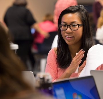 Female student in class