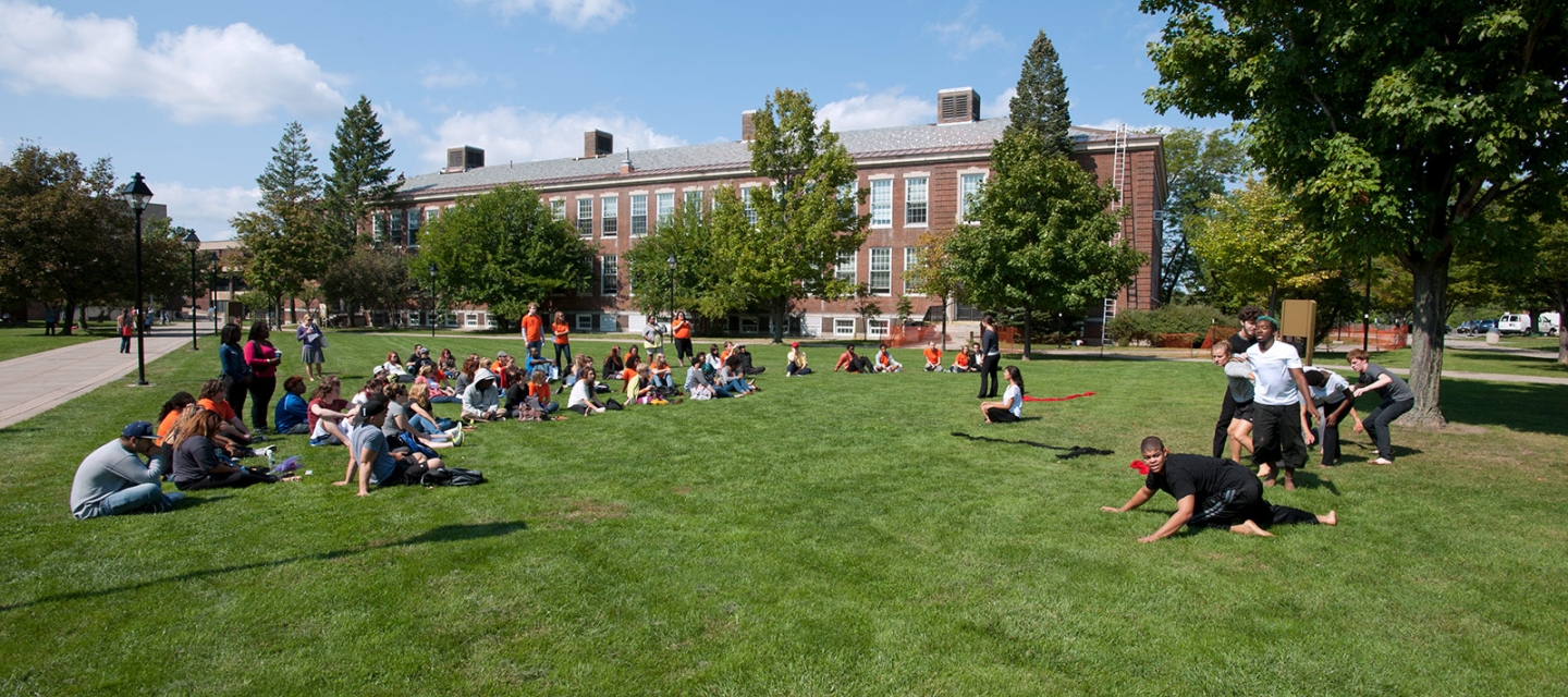 Students in the Hank Mann Quad