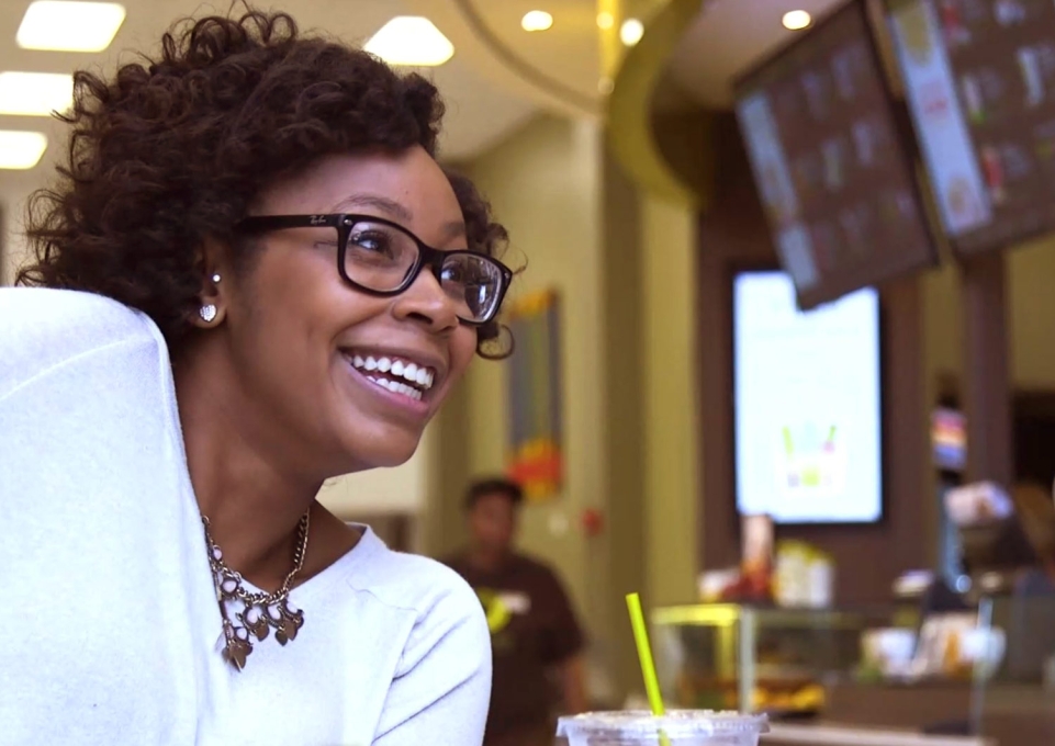 Bryanna Hill at a counter