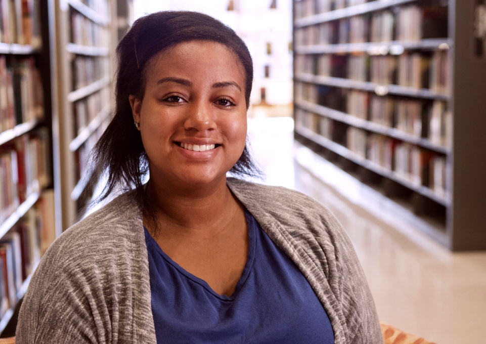 Taylor Seymour in the library