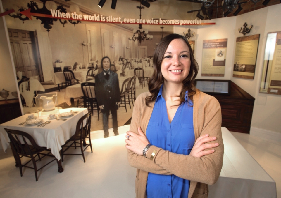 Ally Spongr in the Underground Railroad Heritage Center