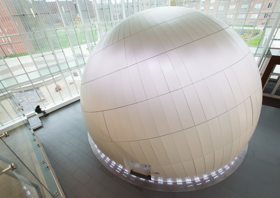 Aerial view of Buffalo State's Whitworth Ferguson Planetarium